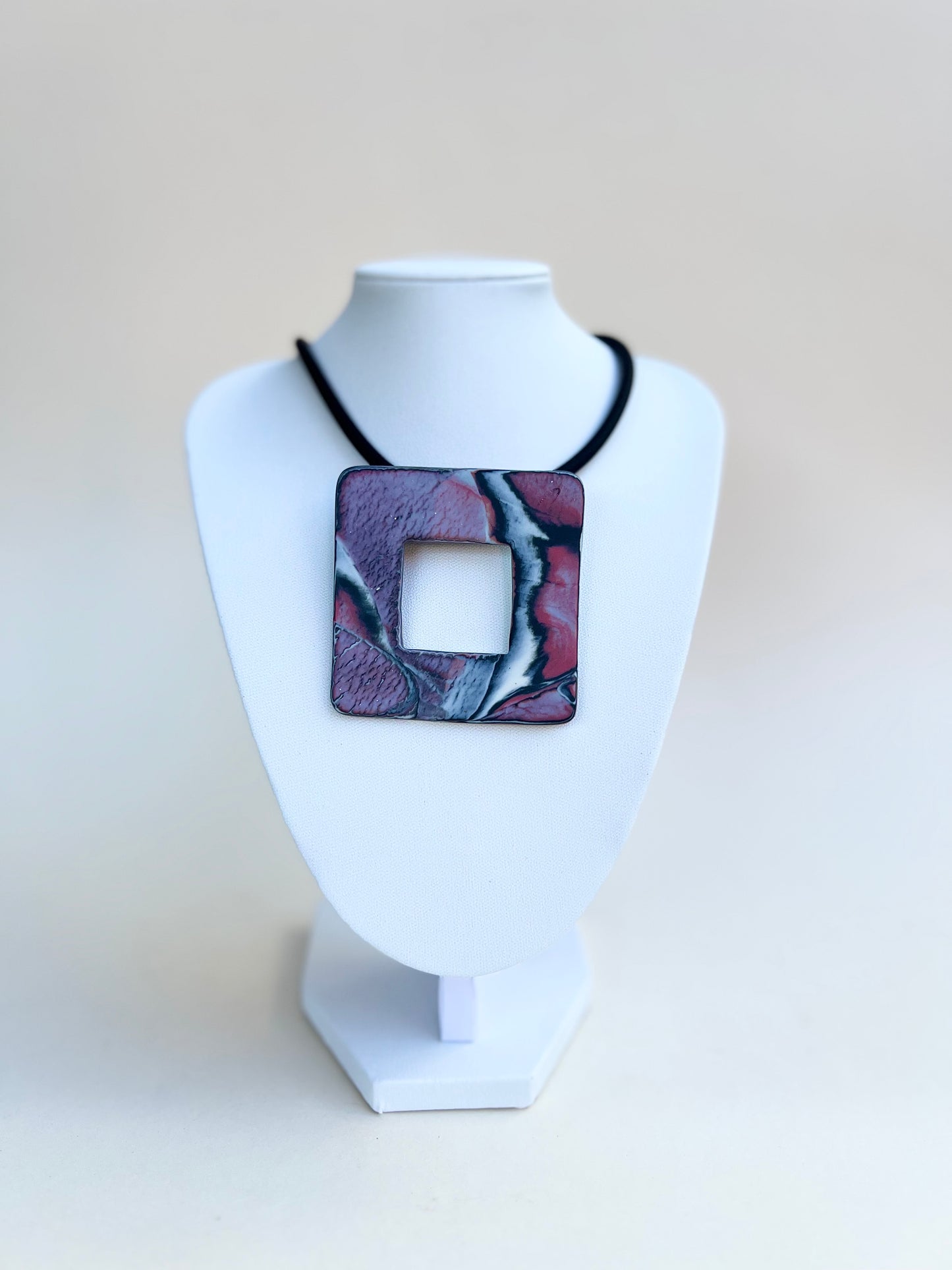 Pinky marbled necklaces - handmade porcelain necklace