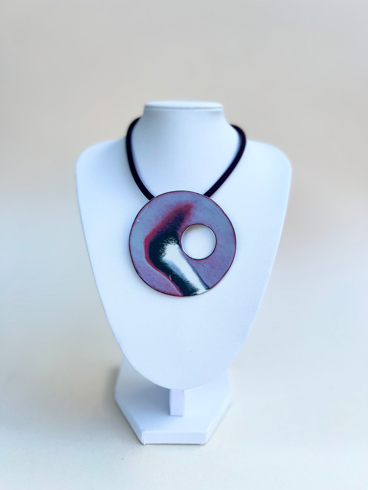 Pinky marbled necklaces - handmade porcelain necklace