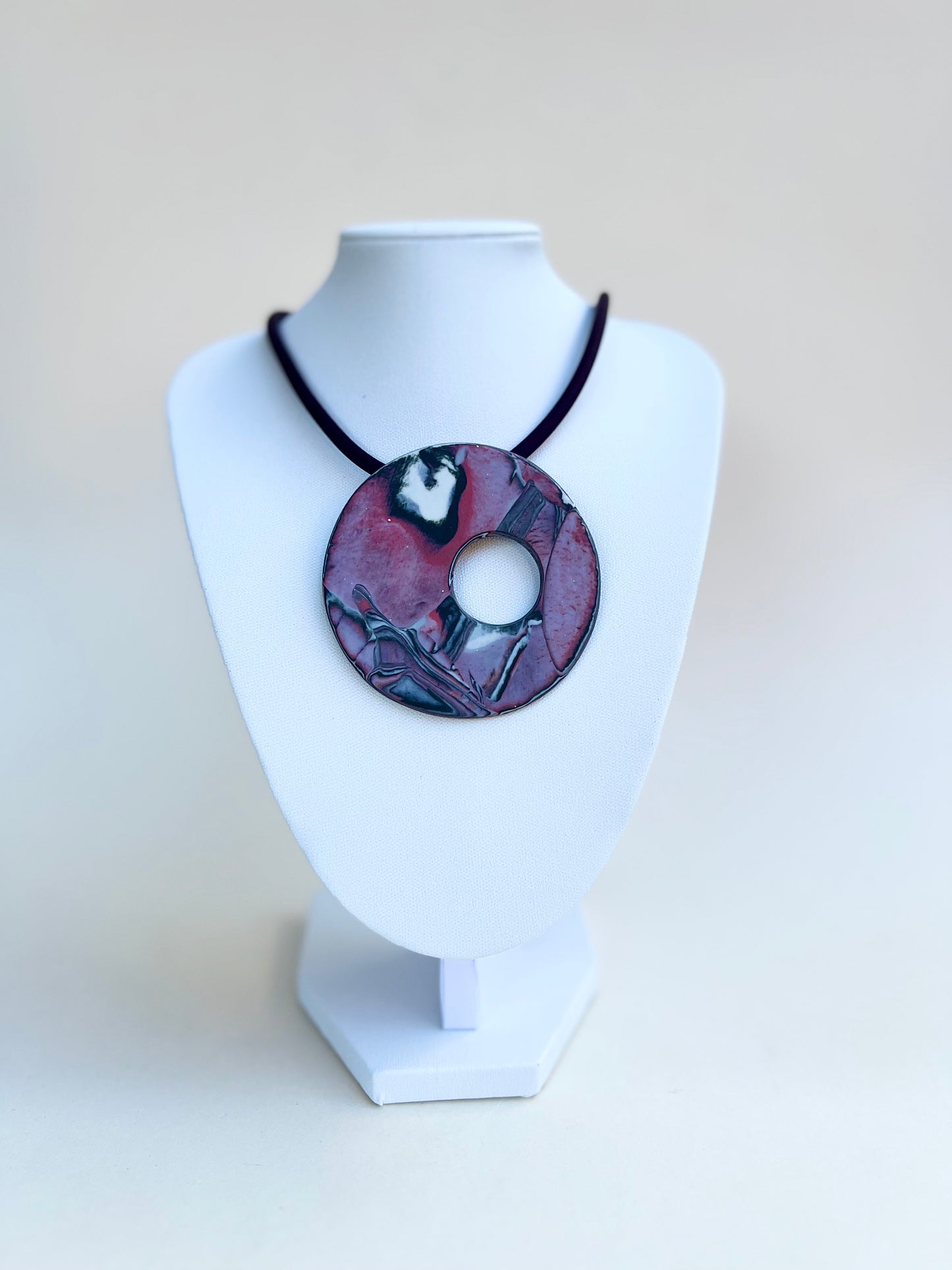 Pinky marbled necklaces - handmade porcelain necklace