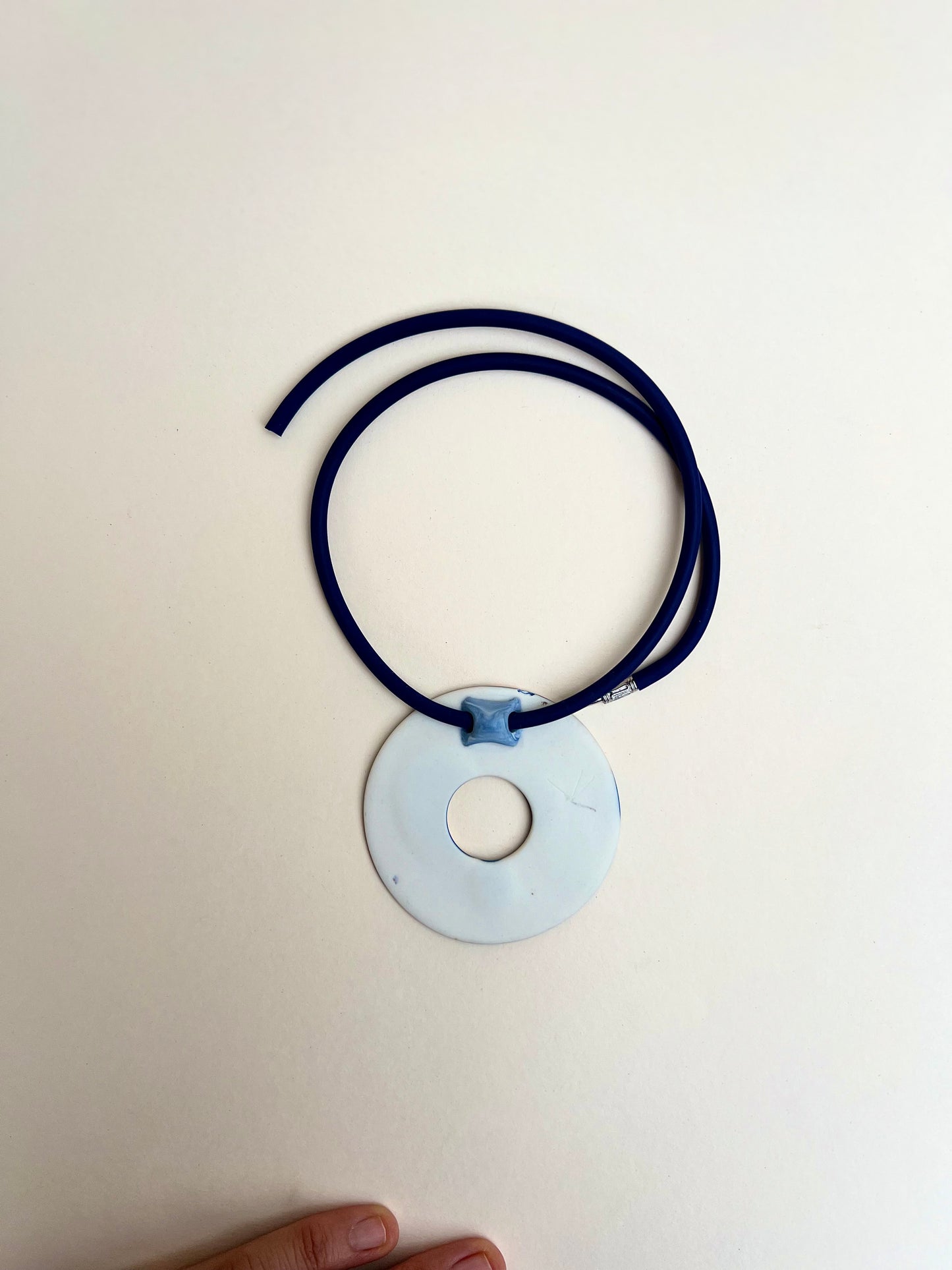 Dalmata handmade porcelain necklace - handmade porcelain necklace, blue