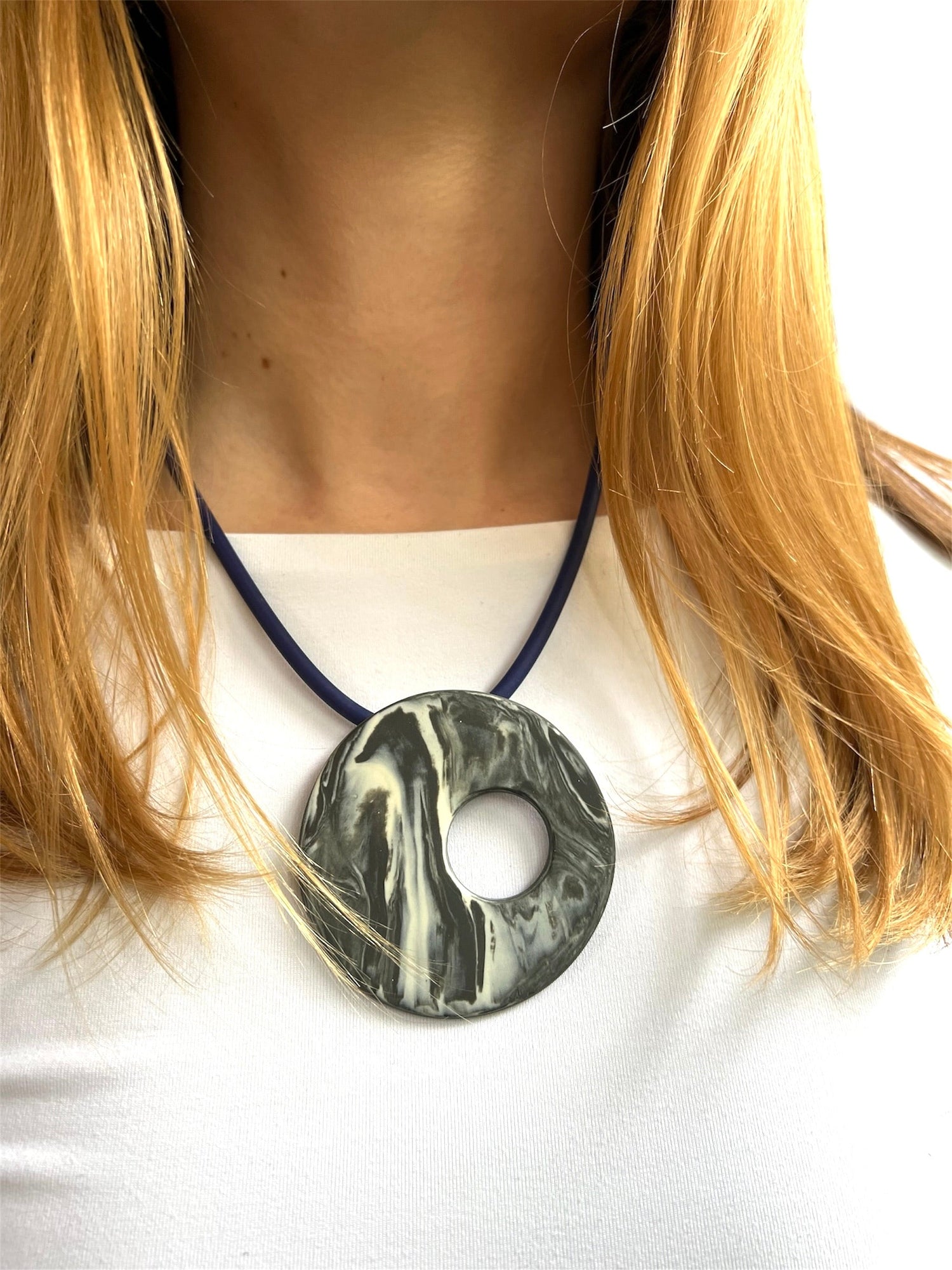 black marbled porcelain necklaces