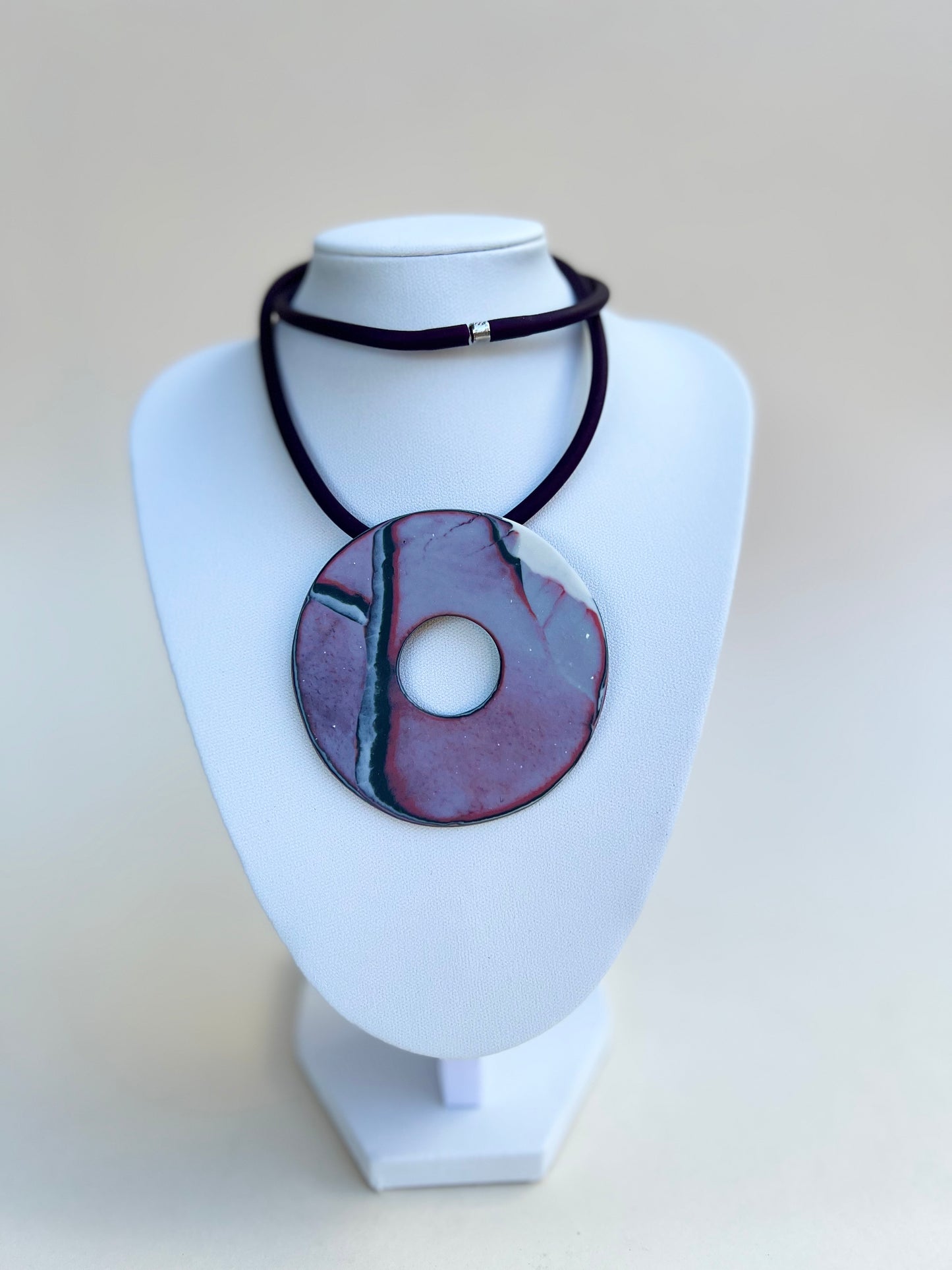 Pinky marbled necklaces - Handmade porcelain necklace