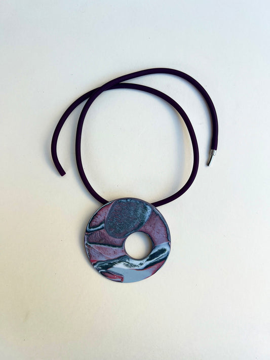 Pinky marbled necklaces - handmade porcelain necklace
