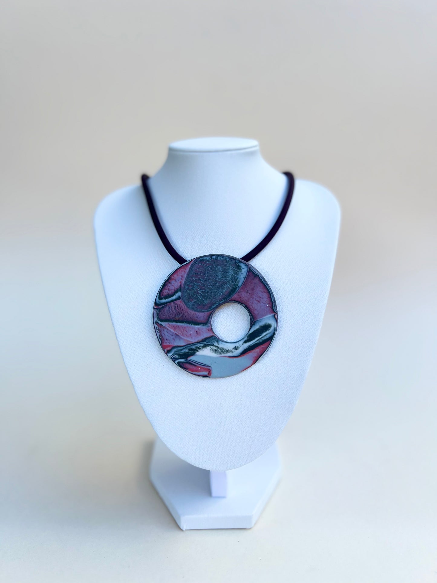 Pinky marbled necklaces - handmade porcelain necklace