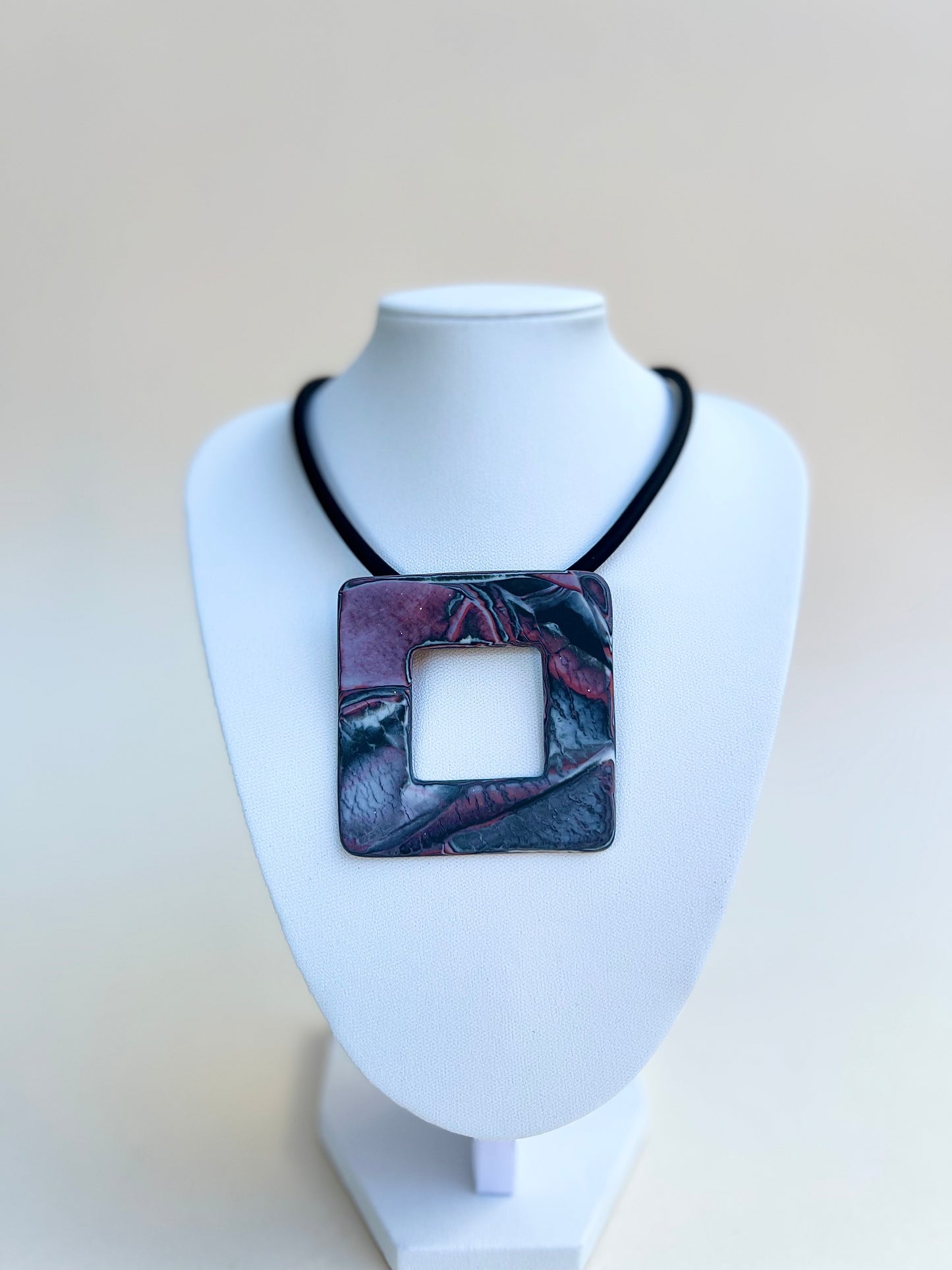 Pinky marbled necklaces - handmade porcelain necklace
