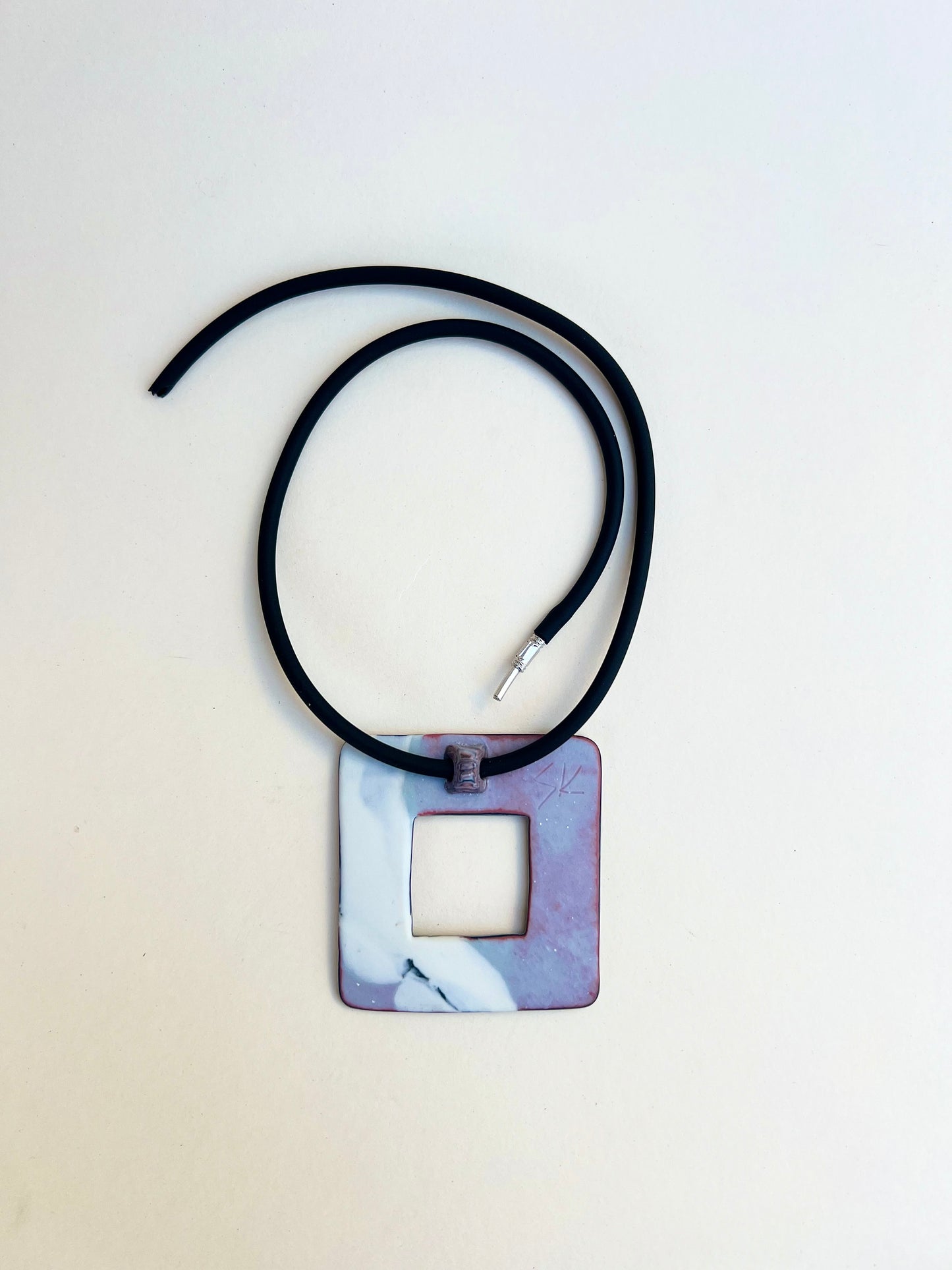 Pinky marbled necklaces - handmade porcelain necklace