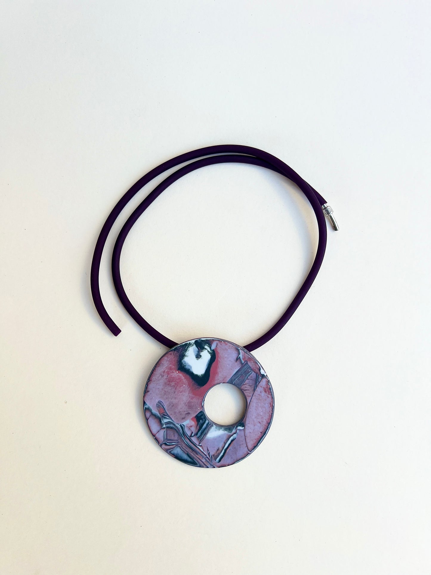 Pinky marbled necklaces - handmade porcelain necklace