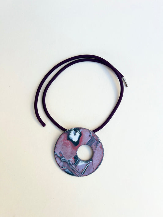 Pinky marbled necklaces - handmade porcelain necklace