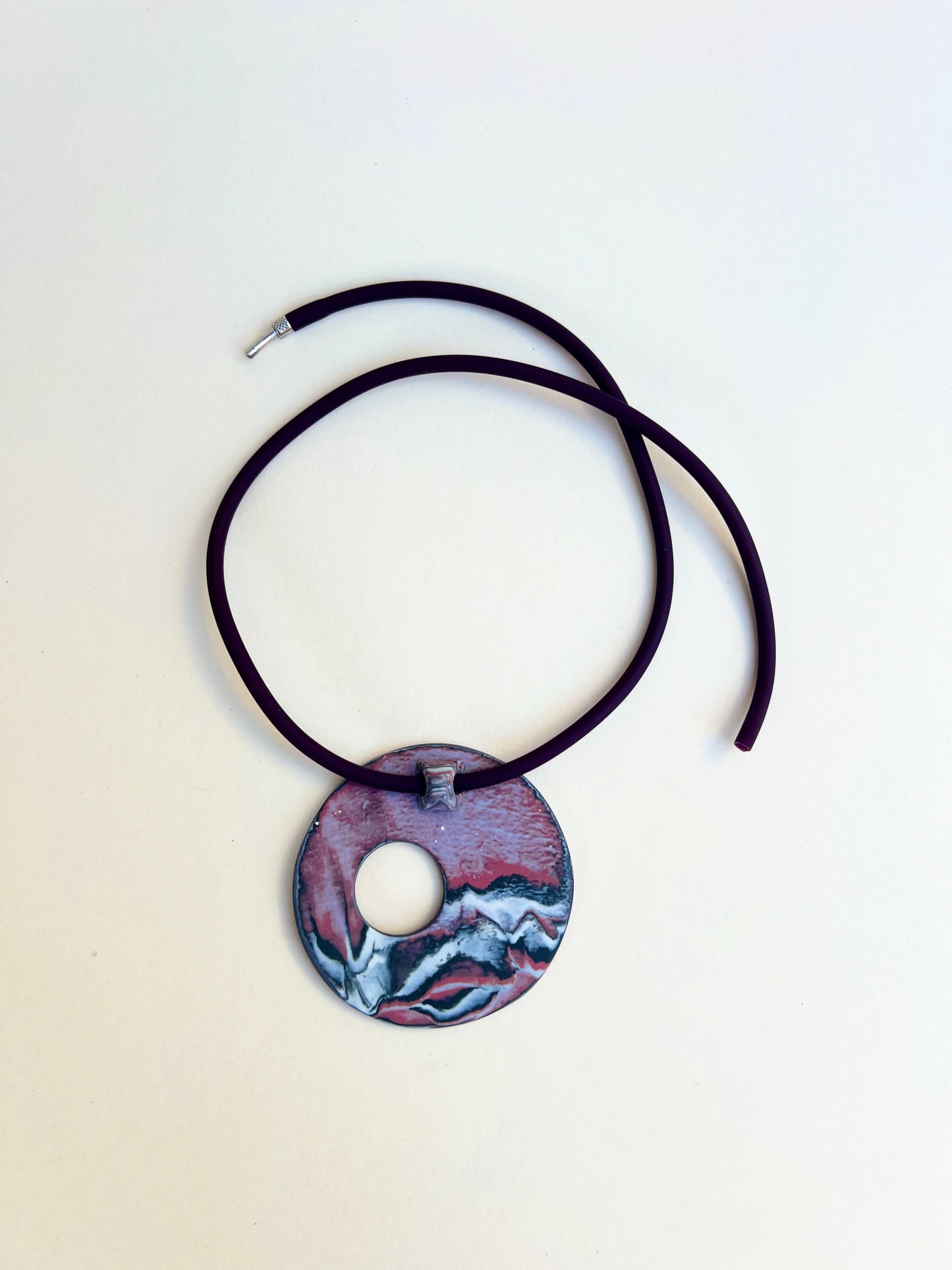 Pinky marbled necklaces - handmade porcelain necklace