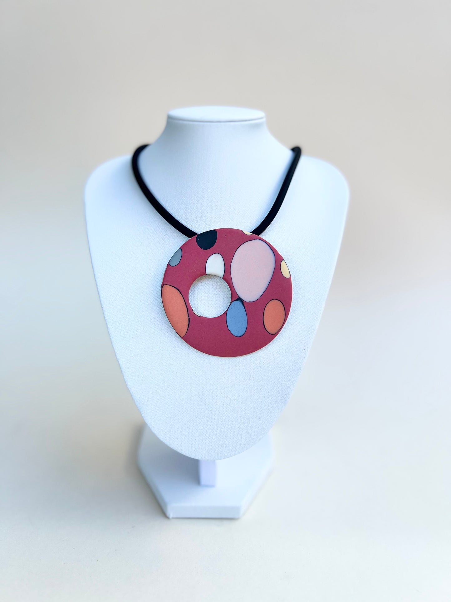 Dalmata handmade porcelain necklace - porcelain necklace red