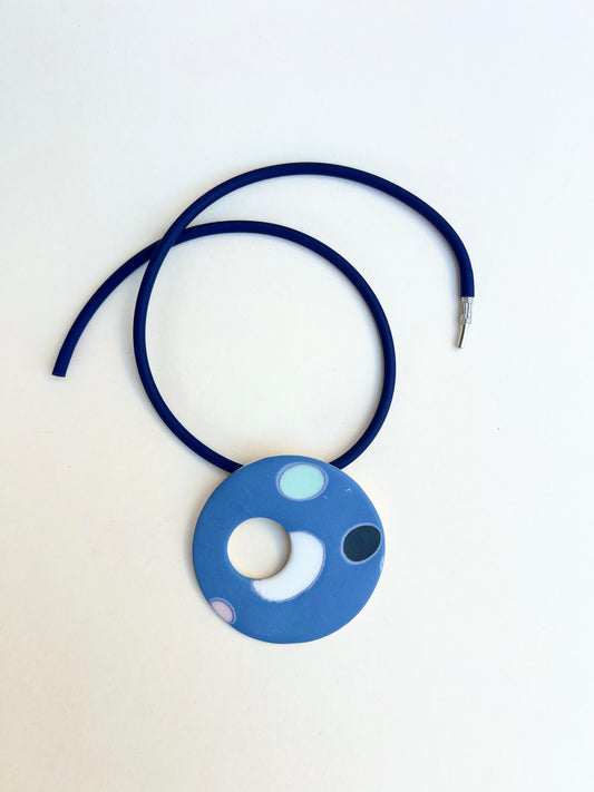 Dalmata handmade porcelain necklace - handmade porcelain necklace blue