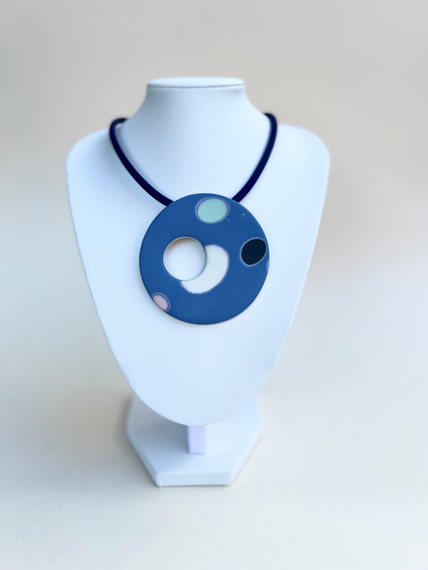 Dalmata handmade porcelain necklace - handmade porcelain necklace blue