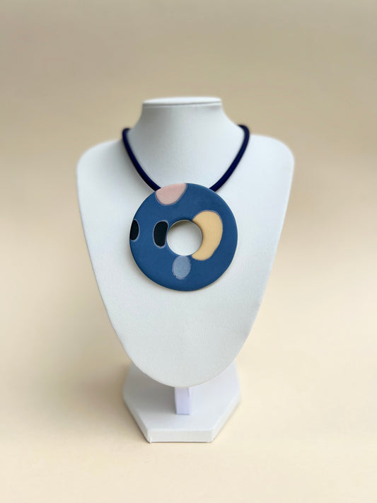 Dalmata handmade porcelain necklace - handmade porcelain necklace, blue