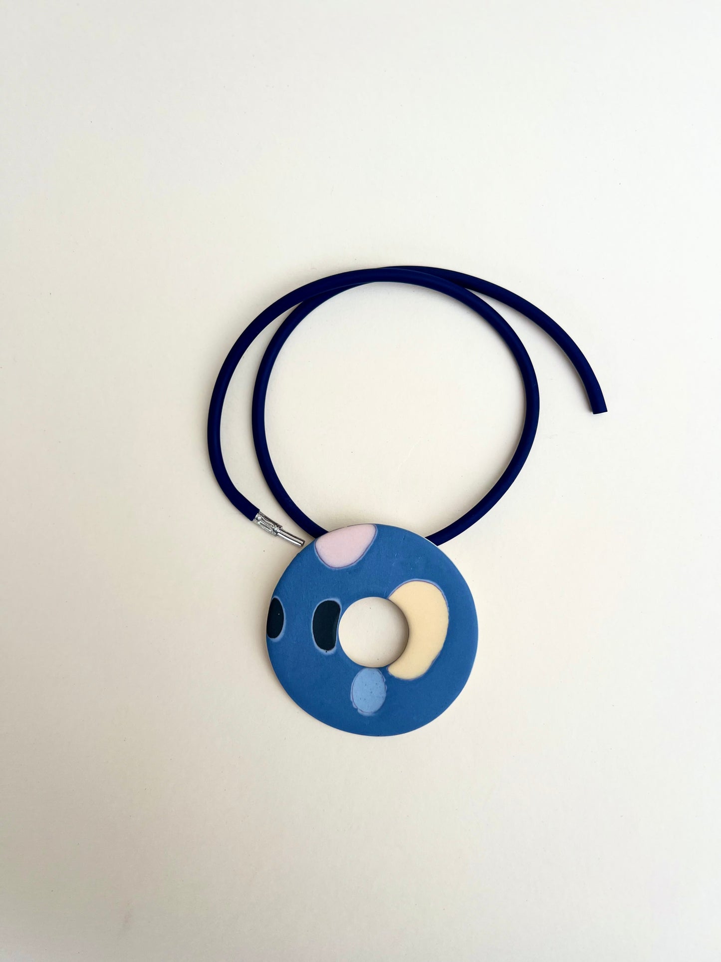 Dalmata handmade porcelain necklace - handmade porcelain necklace, blue