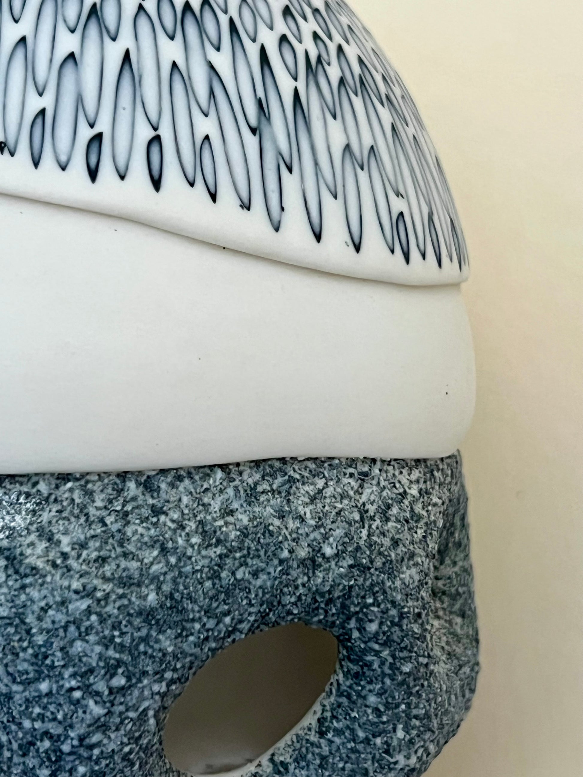 detail of inlay decoration, smooth surface and rough surface