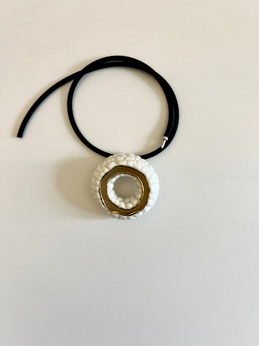 HALO - White Crawling Gold Aperture Pendant