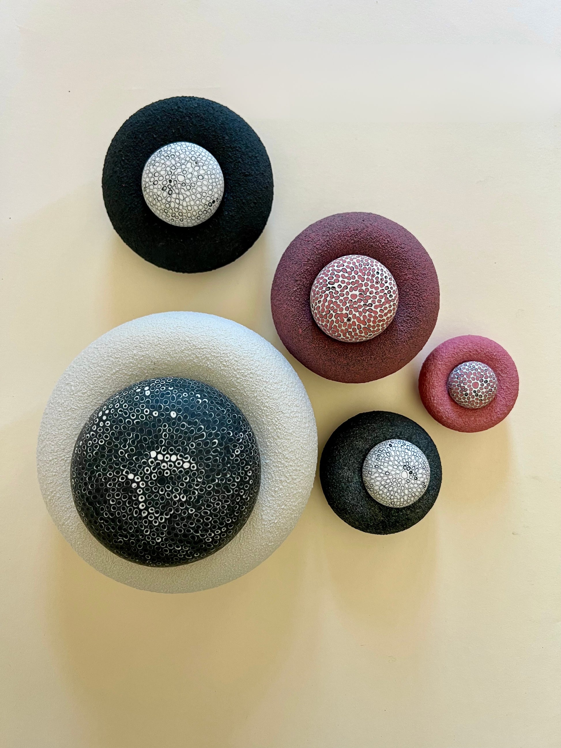 Close view of Nest II porcelain sculpture highlighting the relationship between the individual forms.
