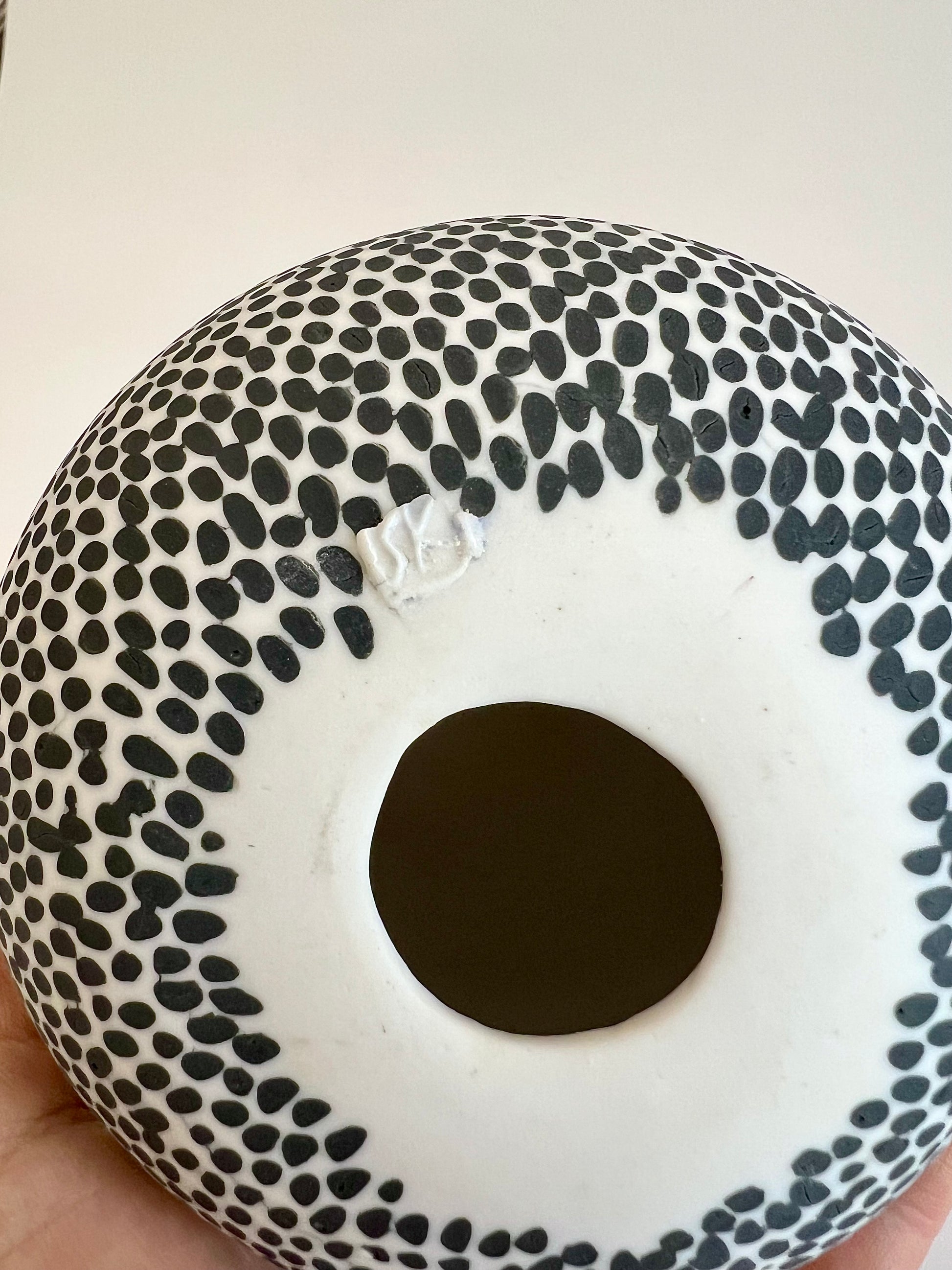 Pulse II porcelain sculpture, bottom view showing the artist's stamp